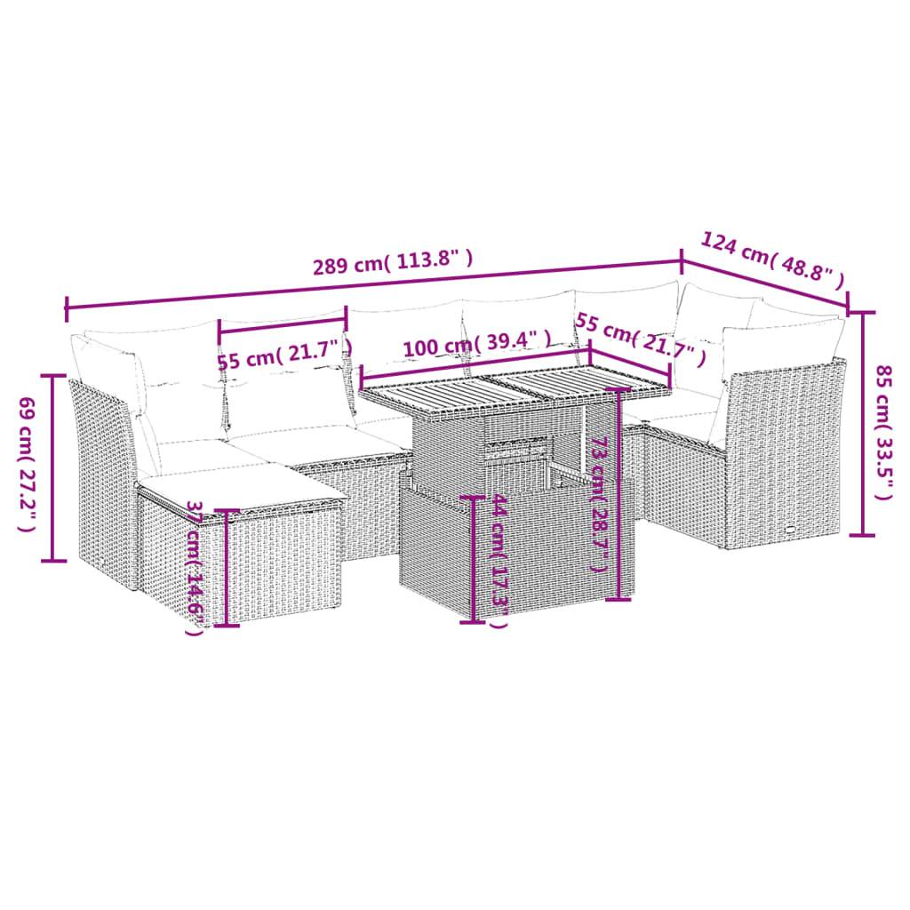 vidaXL 8-tlg. Garten-Sofagarnitur mit Kissen Grau Poly Rattan
