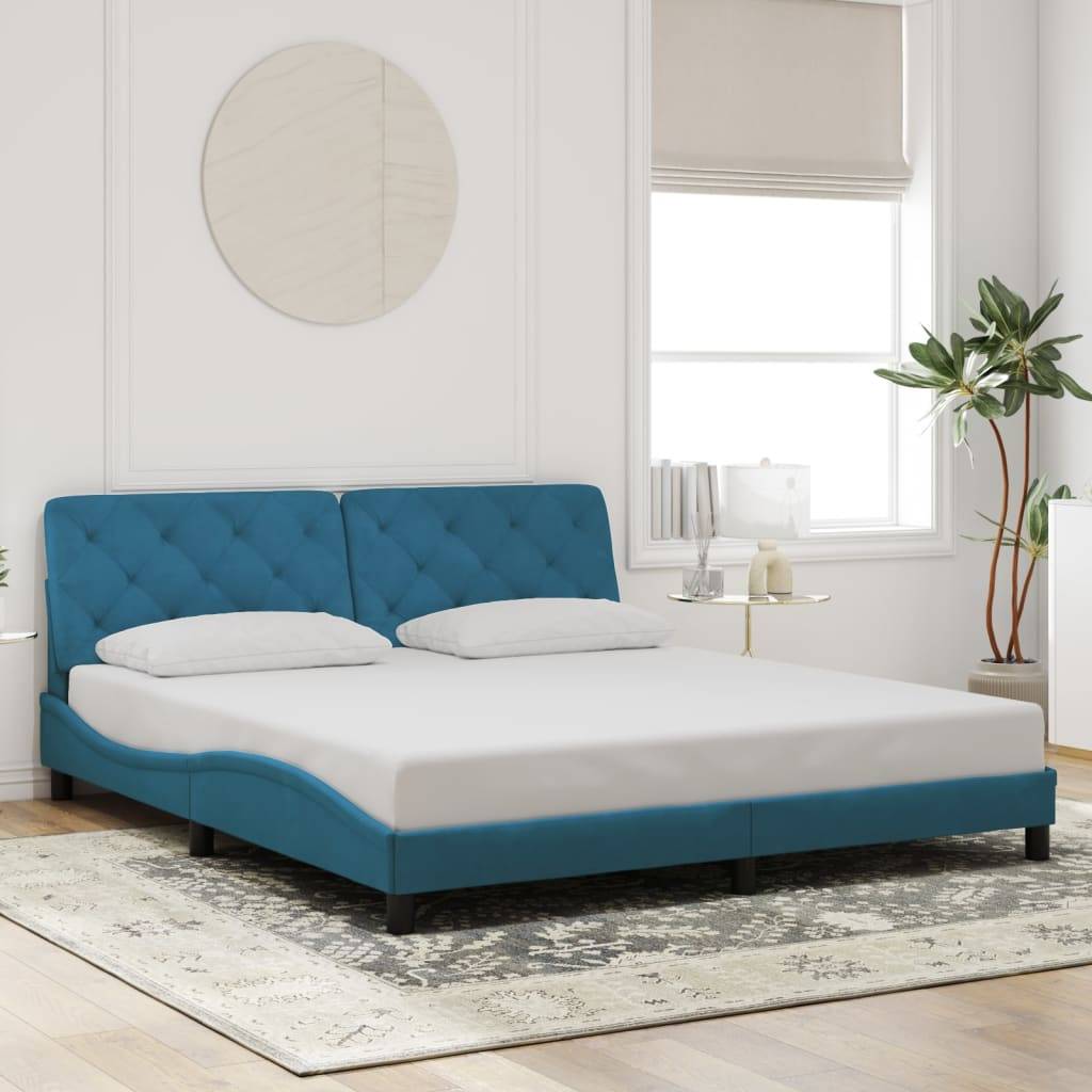 vidaXL Bettgestell ohne Matratze Blau 180x200 cm Samt