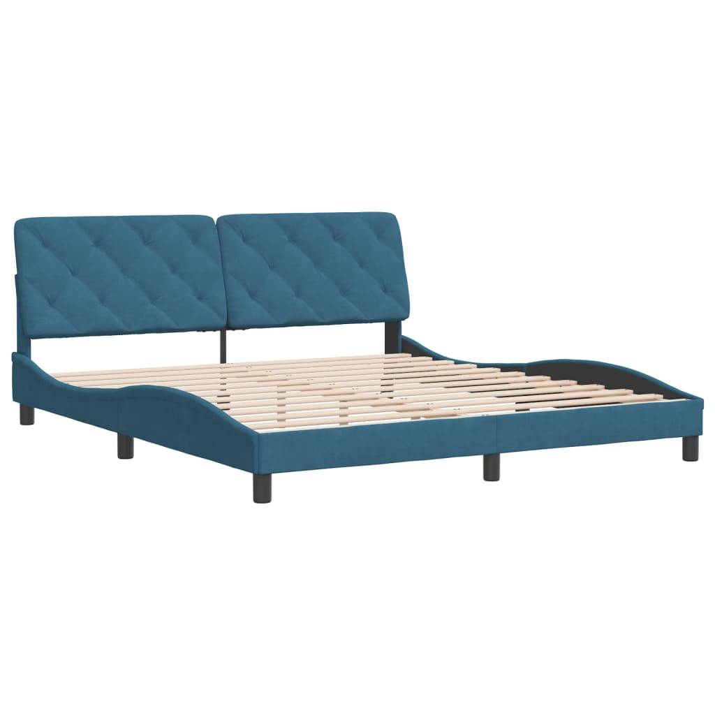 vidaXL Bettgestell ohne Matratze Blau 180x200 cm Samt
