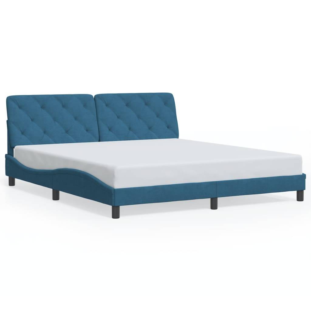 vidaXL Bettgestell ohne Matratze Blau 180x200 cm Samt