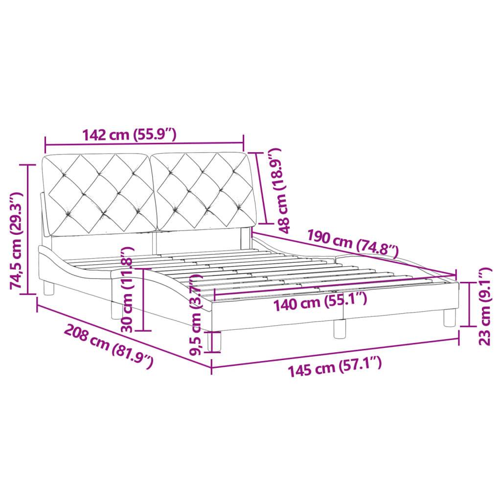 vidaXL Bettgestell ohne Matratze Dunkelgrau 140x190 cm Samt