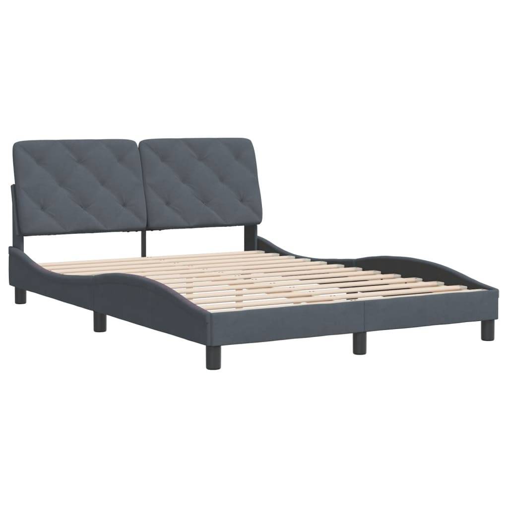 vidaXL Bettgestell ohne Matratze Dunkelgrau 140x190 cm Samt