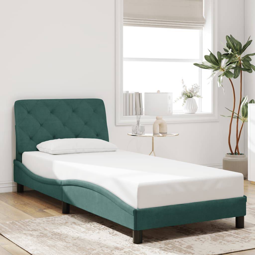 vidaXL Bettgestell ohne Matratze Dunkelgrün 90x190 cm Samt