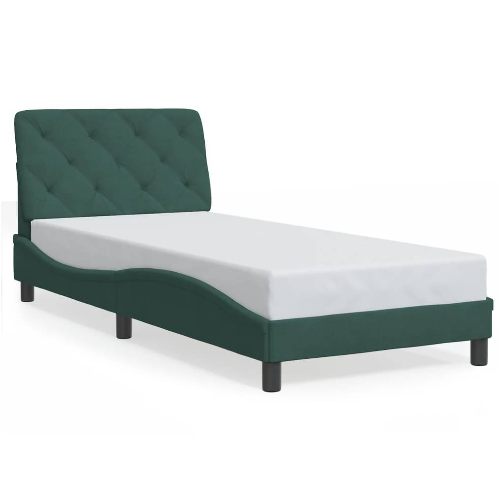 vidaXL Bettgestell ohne Matratze Dunkelgrün 90x190 cm Samt