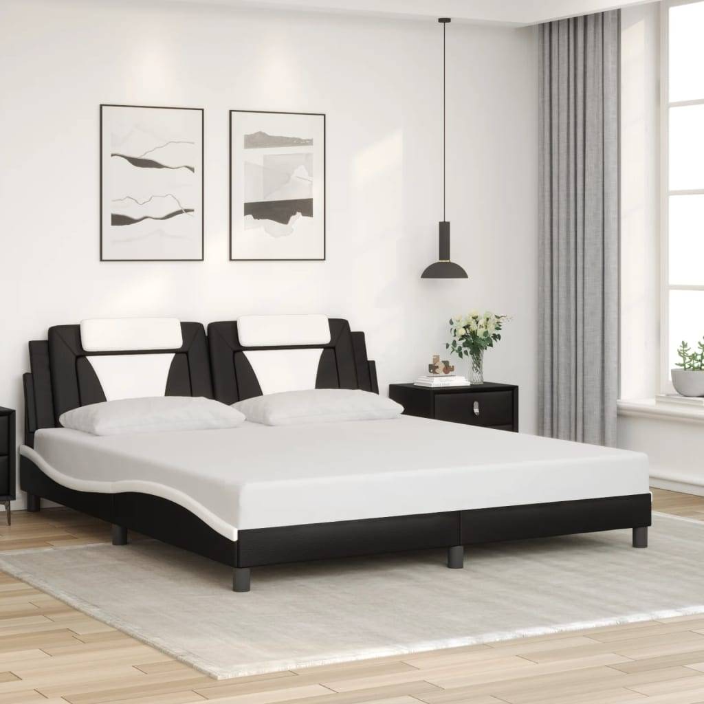 vidaXL Bettgestell "Viana" mit LED ohne Matratze Schwarz und Weiß 180x200 cm Kunstleder