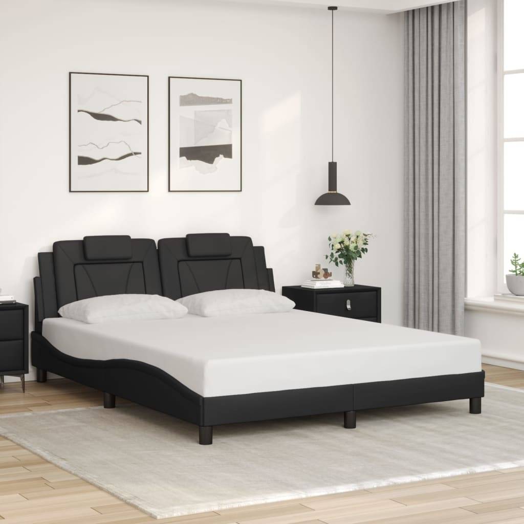 vidaXL Bettgestell "Viana" mit LED ohne Matratze Schwarz 160x200 cm Kunstleder