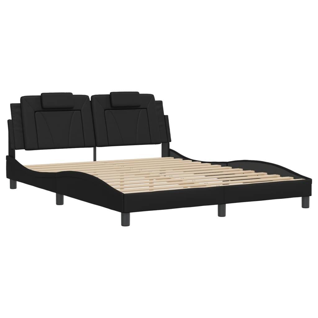 vidaXL Bettgestell "Viana" mit LED ohne Matratze Schwarz 160x200 cm Kunstleder