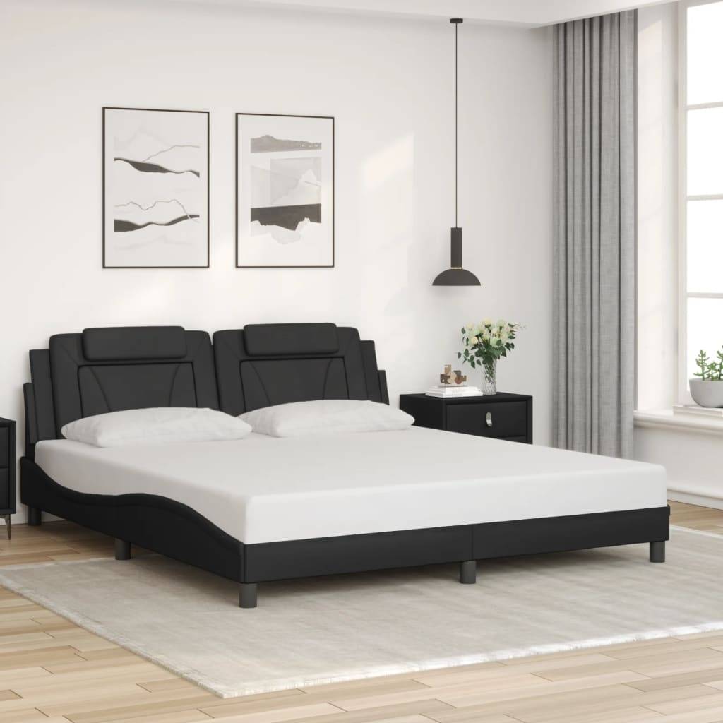 vidaXL Bettgestell "Viana" mit LED ohne Matratze Schwarz 180x200 cm Kunstleder
