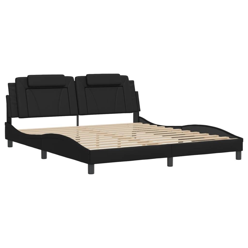 vidaXL Bettgestell "Viana" mit LED ohne Matratze Schwarz 180x200 cm Kunstleder