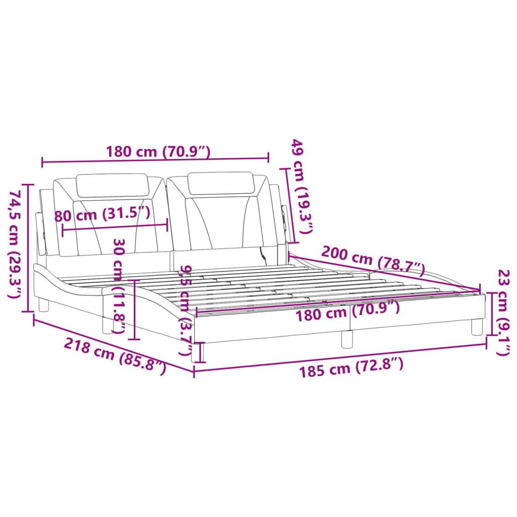 vidaXL Bettgestell "Viana" mit LED ohne Matratze Schwarz 180x200 cm Kunstleder