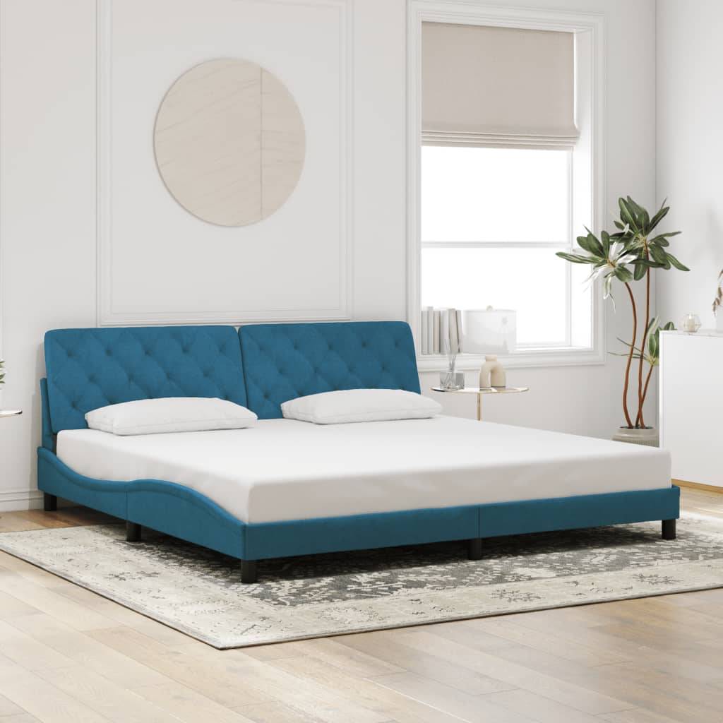 vidaXL Bettgestell ohne Matratze Blau 200x200 cm Samt