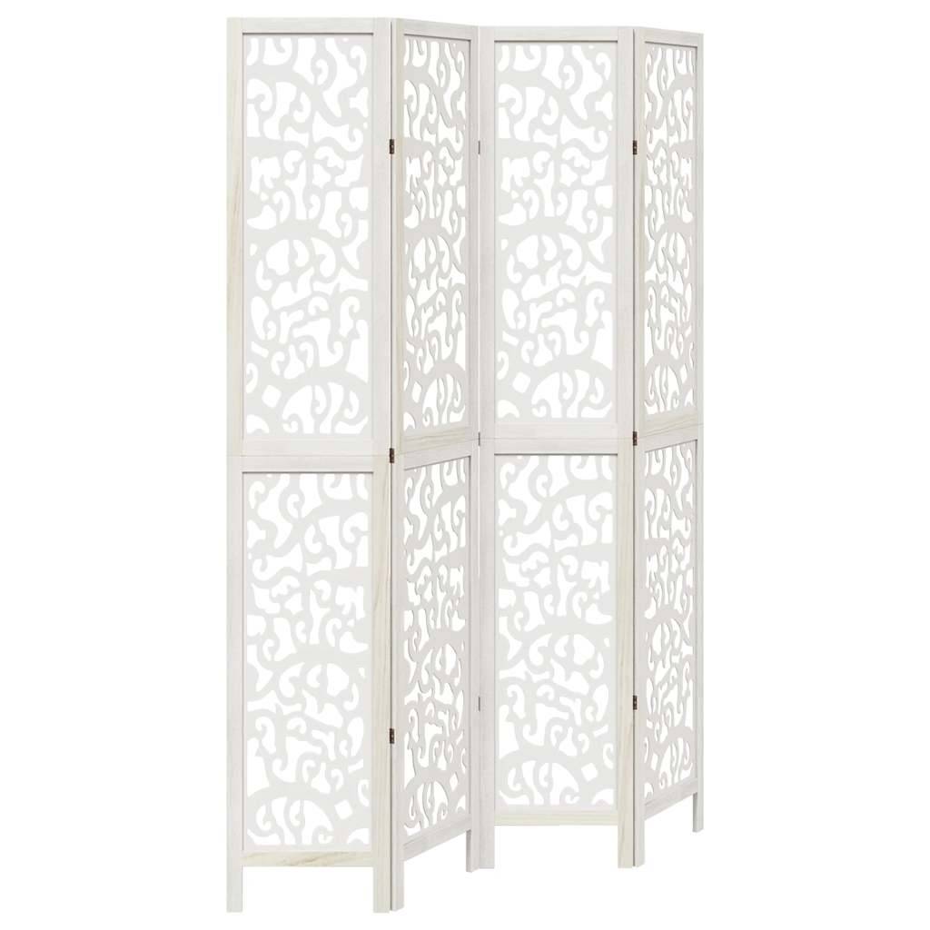 vidaXL 4-tlg. Raumteiler Weiß Massivholz Paulownia