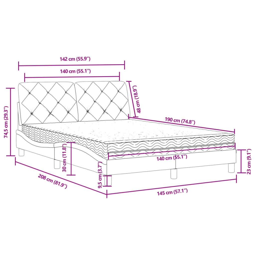 vidaXL Bett mit Matratze Schwarz 140x190 cm Samt