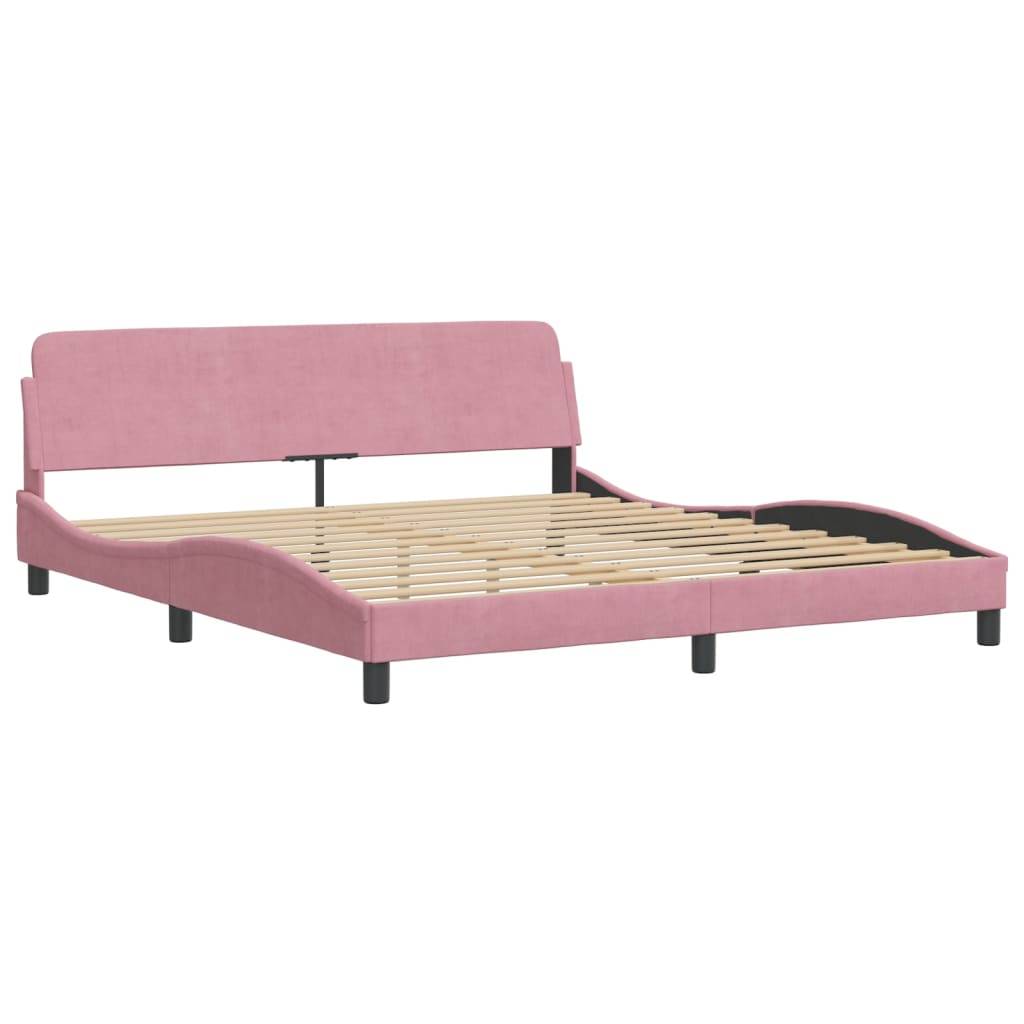 vidaXL Bett mit Matratze Rosa 180x200 cm Samt