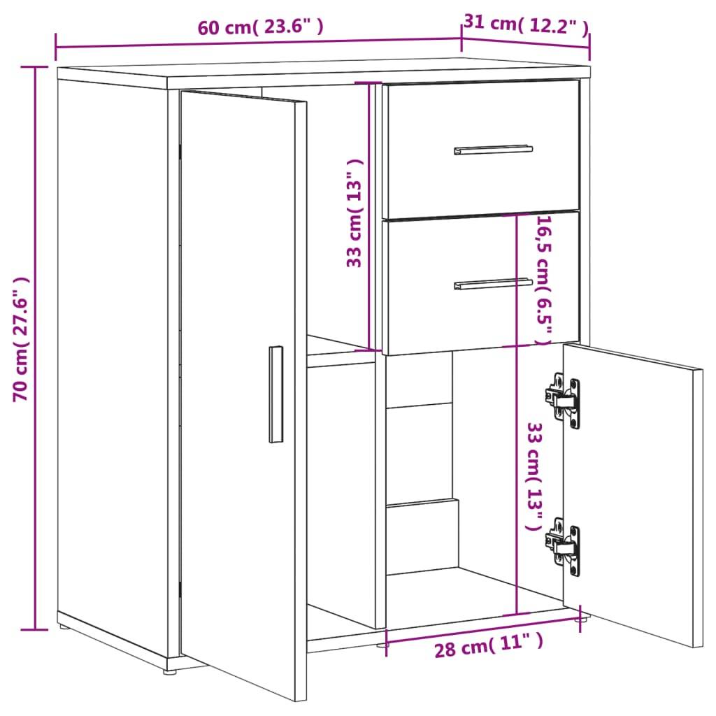 vidaXL Sideboards 2 Stk. Weiß 60x31x70 cm Holzwerkstoff