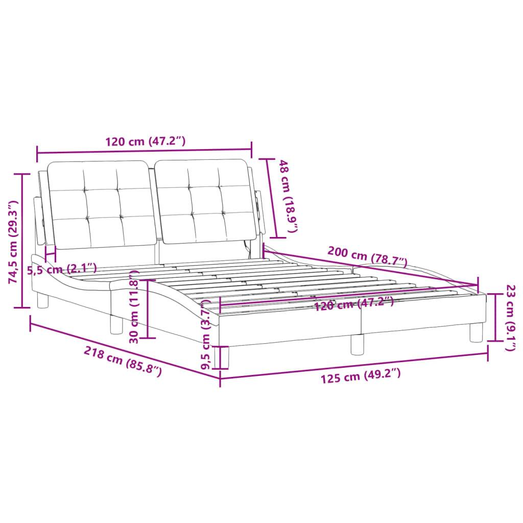 vidaXL Bettgestell mit LED ohne Matratze "Zadar" Grau 120x200 cm Kunstleder
