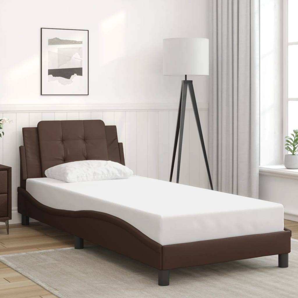 vidaXL Bettgestell ohne Matratze "Zadar" Braun 100x200 cm Kunstleder