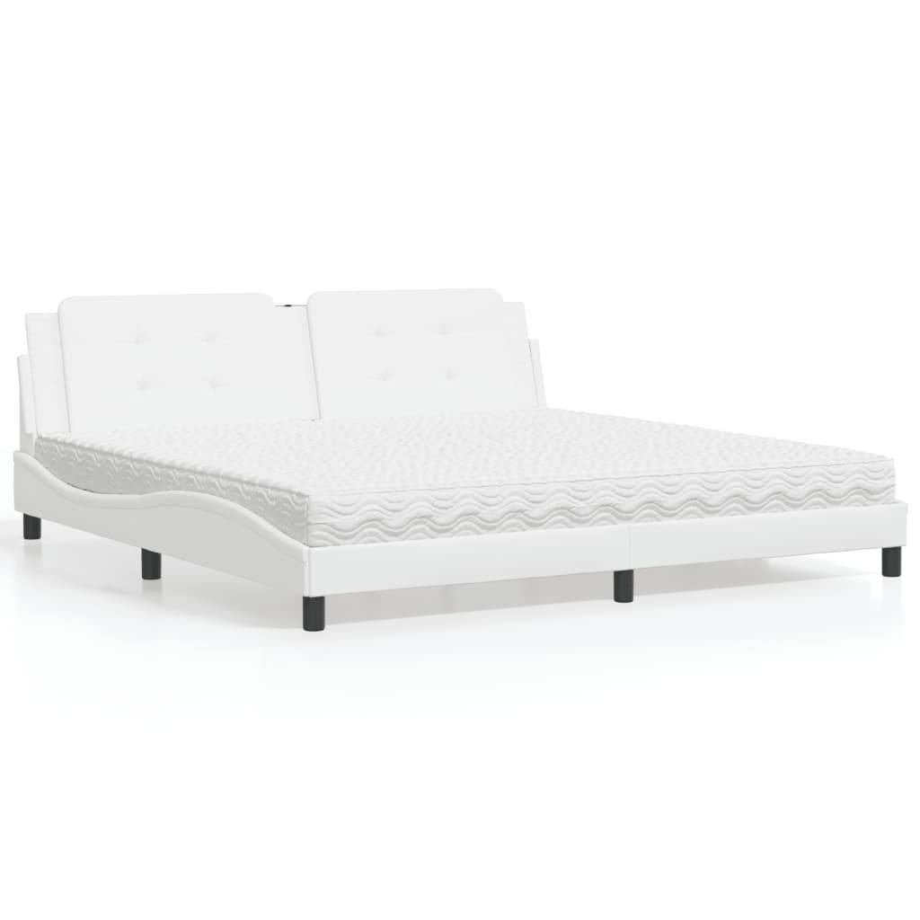 vidaXL Bett mit Matratze "Zadar" Weiß 200x200 cm Kunstleder