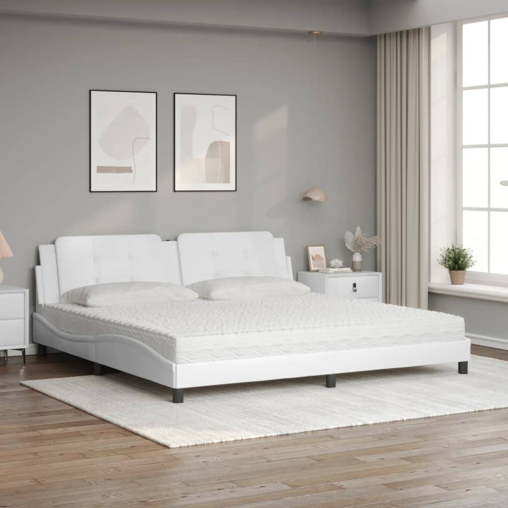 vidaXL Bett mit Matratze "Zadar" Weiß 200x200 cm Kunstleder