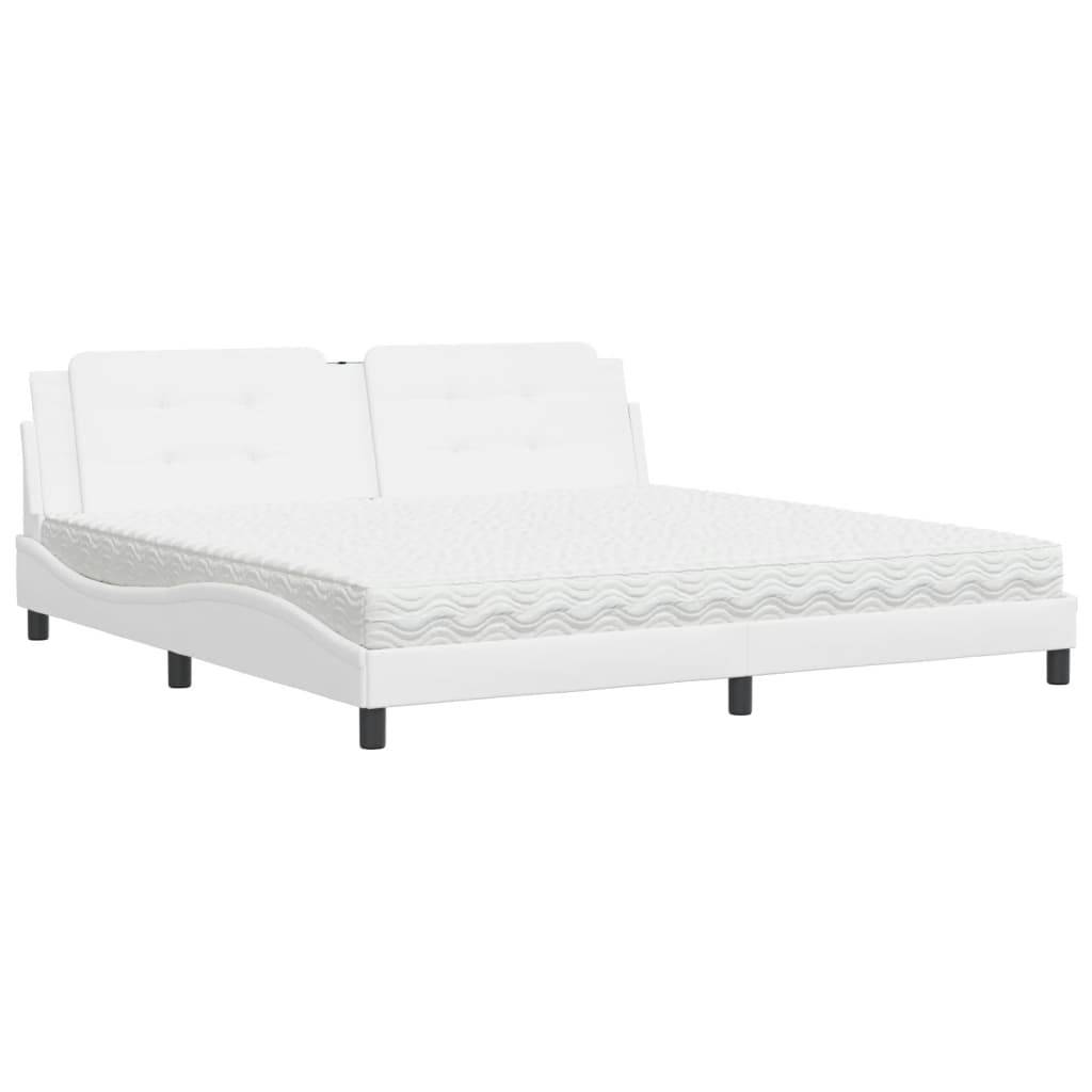 vidaXL Bett mit Matratze "Zadar" Weiß 200x200 cm Kunstleder