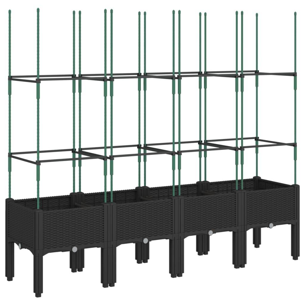 vidaXL Pflanzkübel mit Rankgitter Schwarz 160x40x142,5 cm PP
