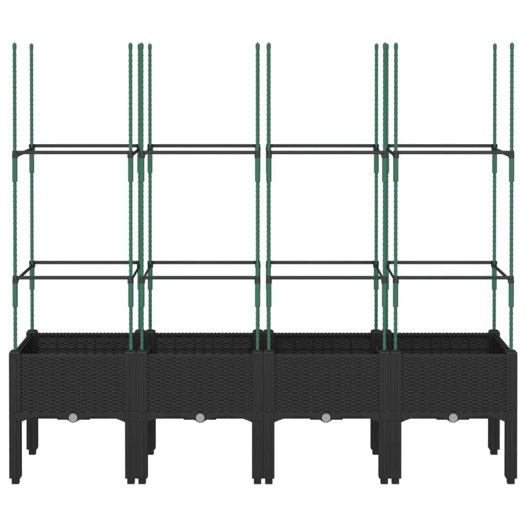 vidaXL Pflanzkübel mit Rankgitter Schwarz 160x40x142,5 cm PP