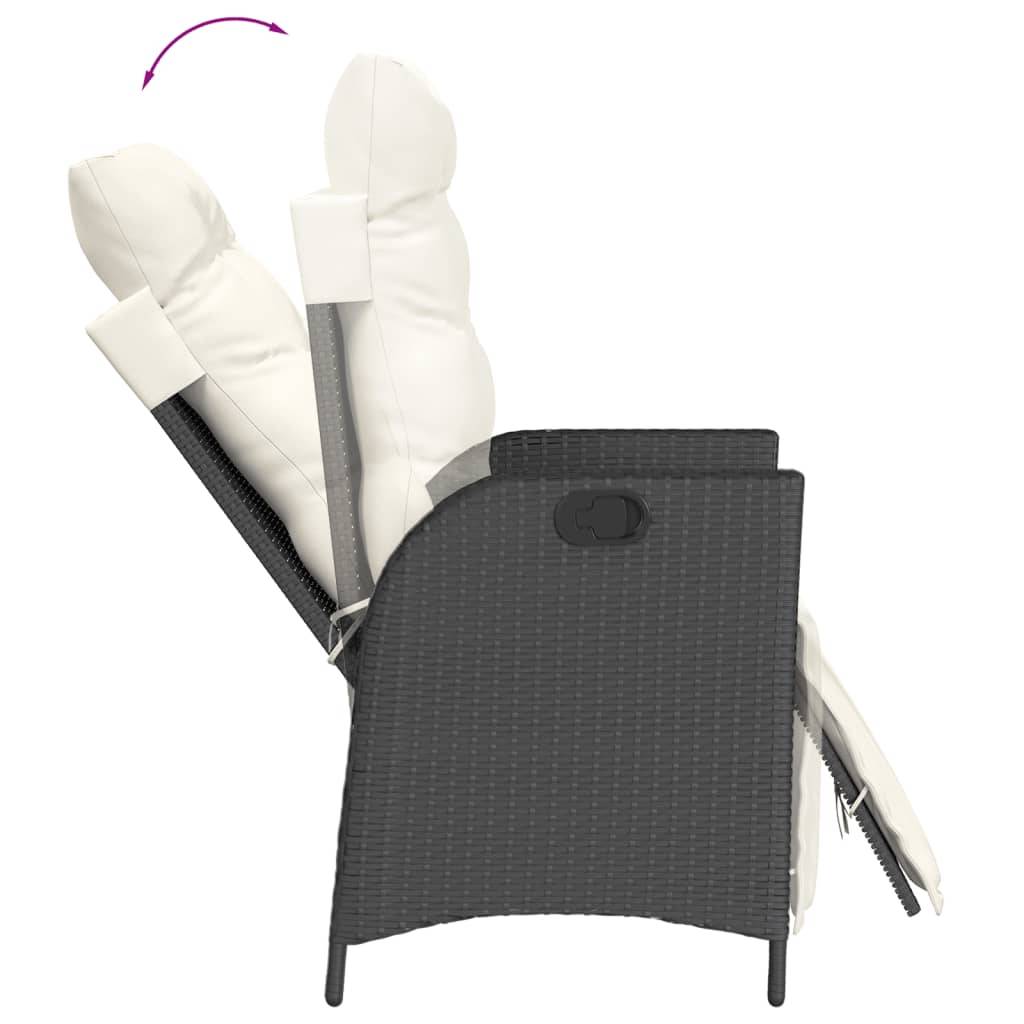 vidaXL 3-tlg. Garten-Essgruppe mit Kissen Schwarz Poly Rattan