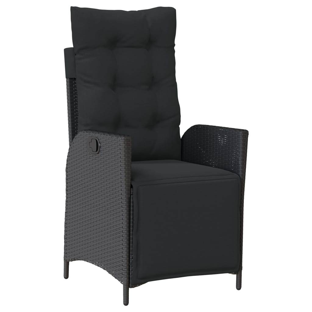 vidaXL 5-tlg. Garten-Essgruppe mit Kissen Schwarz Poly Rattan