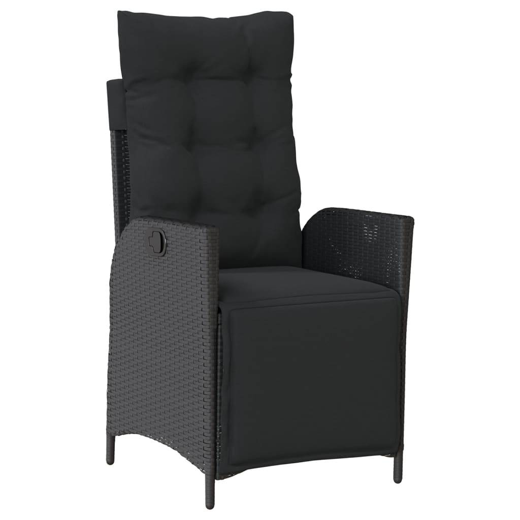 vidaXL 3-tlg. Garten-Essgruppe mit Kissen Schwarz Poly Rattan