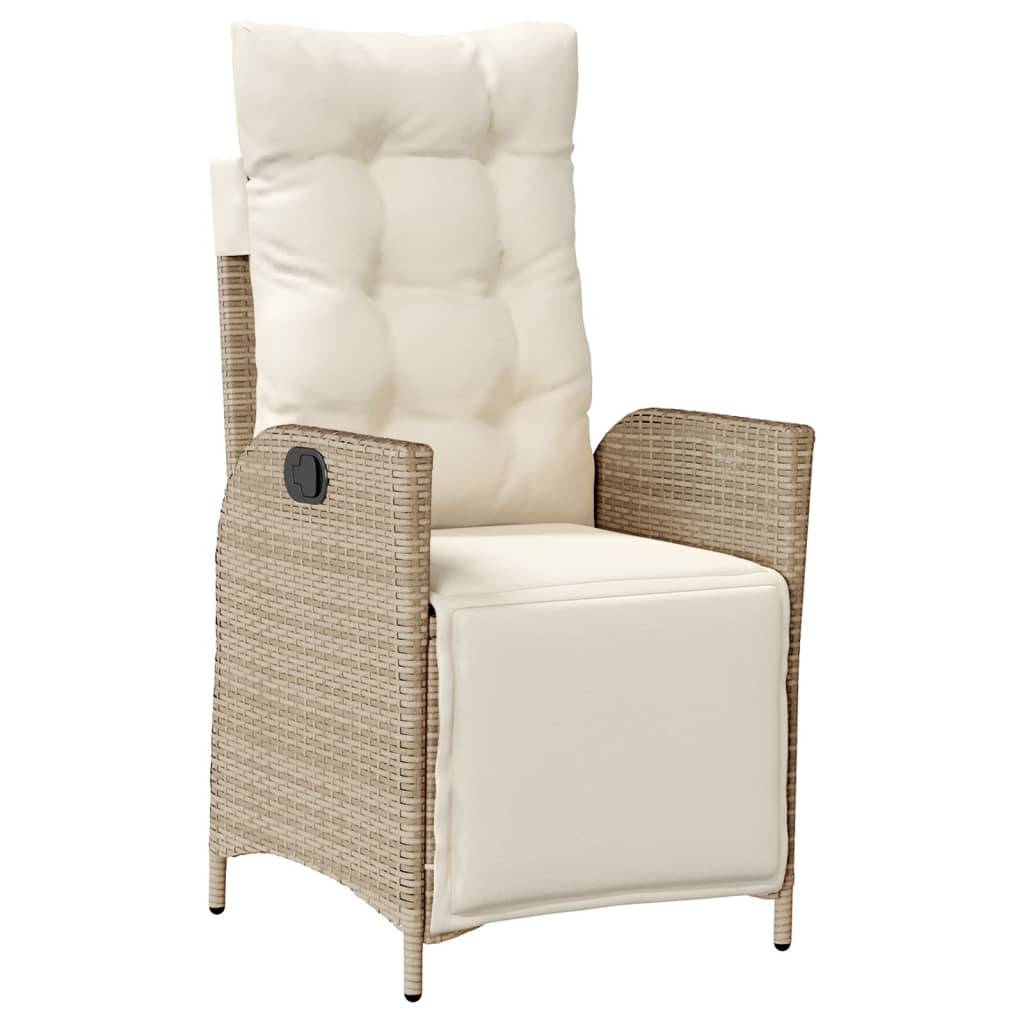 vidaXL 3-tlg. Garten-Essgruppe mit Kissen Beige Poly Rattan