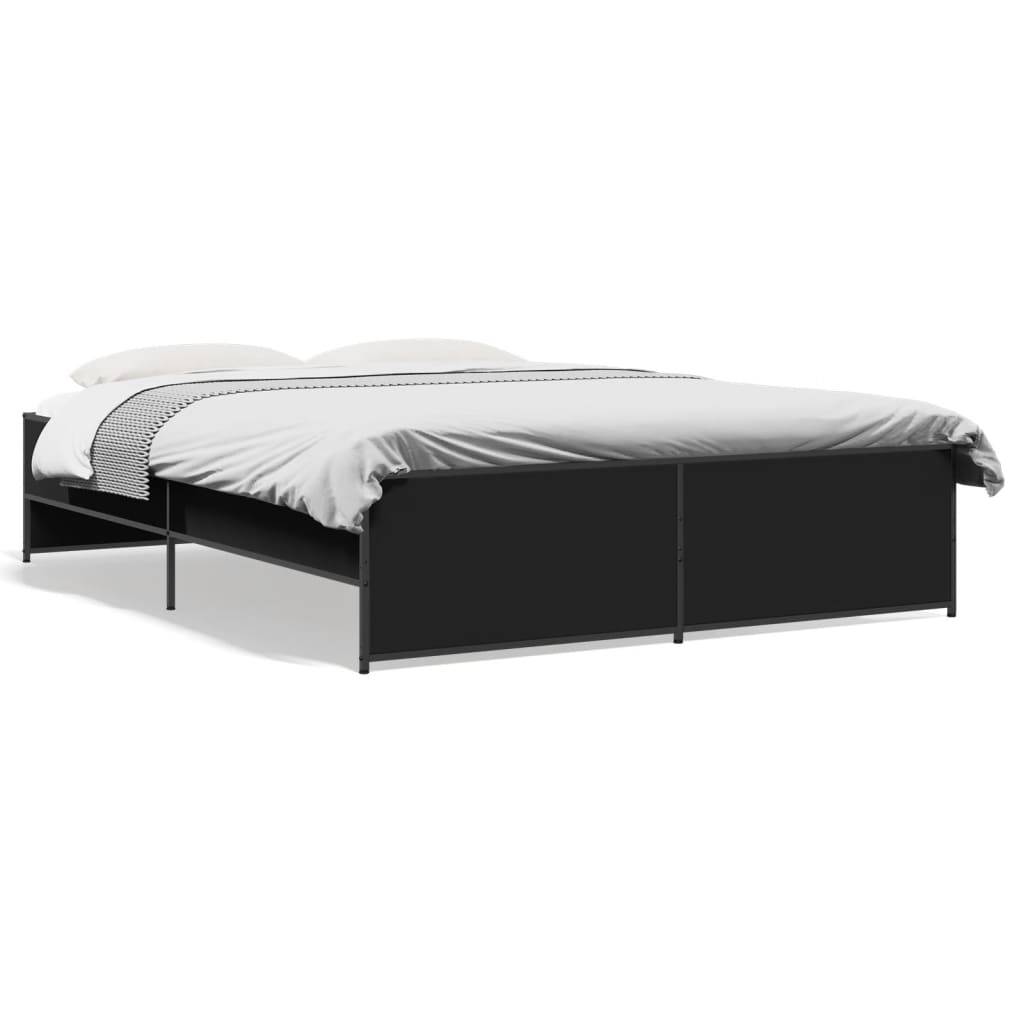 vidaXL Bettgestell Schwarz 140x200 cm Holzwerkstoff und Metall