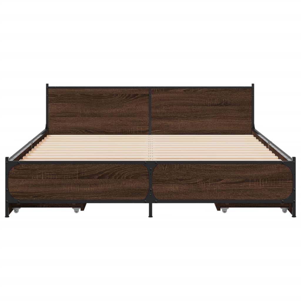vidaXL Bettgestell mit Schubladen Braun Eichen-Optik 120x190 cm