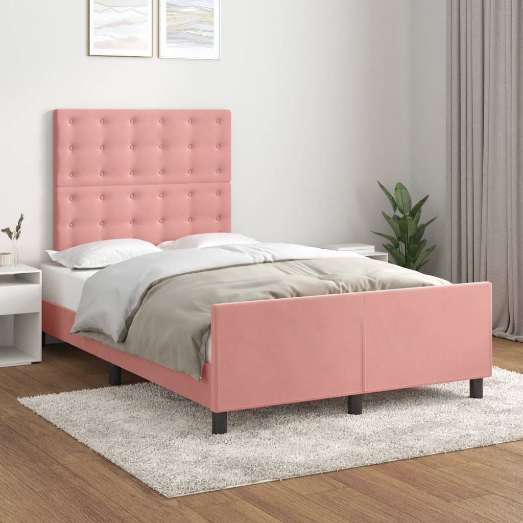 vidaXL Bettgestell ohne Matratze Rosa 120x190 cm Samt