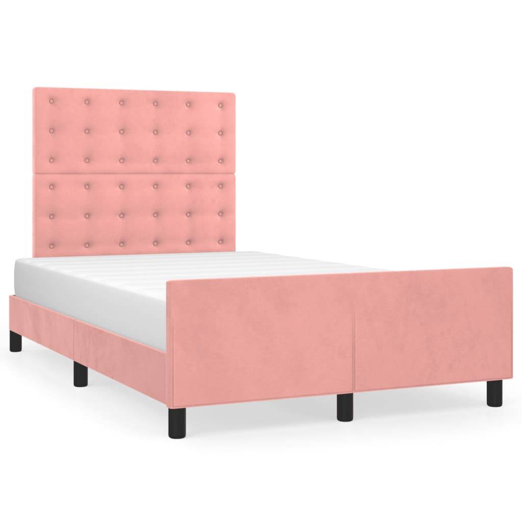 vidaXL Bettgestell ohne Matratze Rosa 120x190 cm Samt