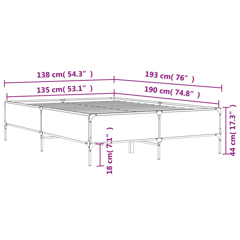 vidaXL Bettgestell Schwarz 135x190 cm Holzwerkstoff und Metall