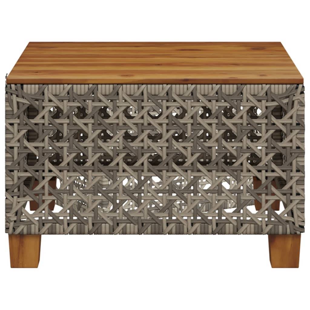 vidaXL Gartentisch Grau 55x55x36 cm Poly Rattan Akazienholz