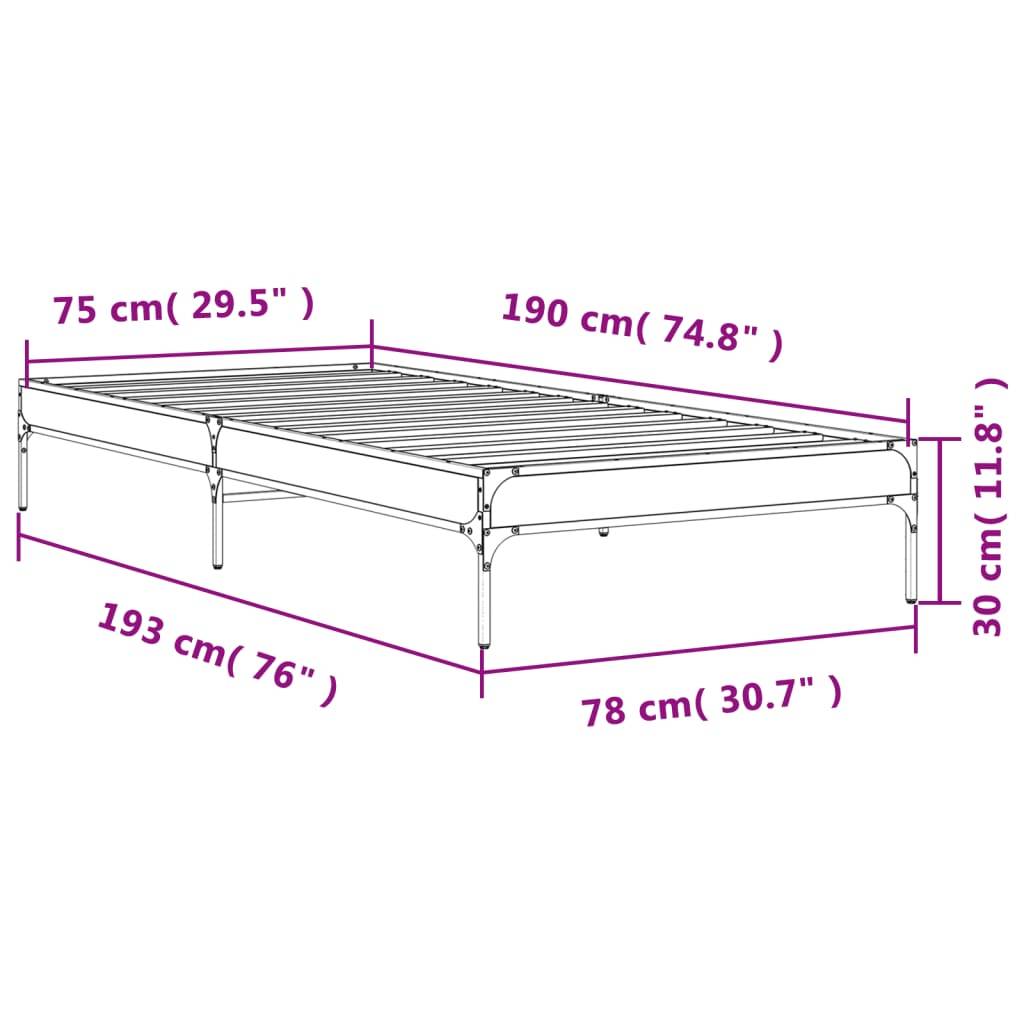 vidaXL Bettgestell Schwarz 75x190 cm Holzwerkstoff und Metall