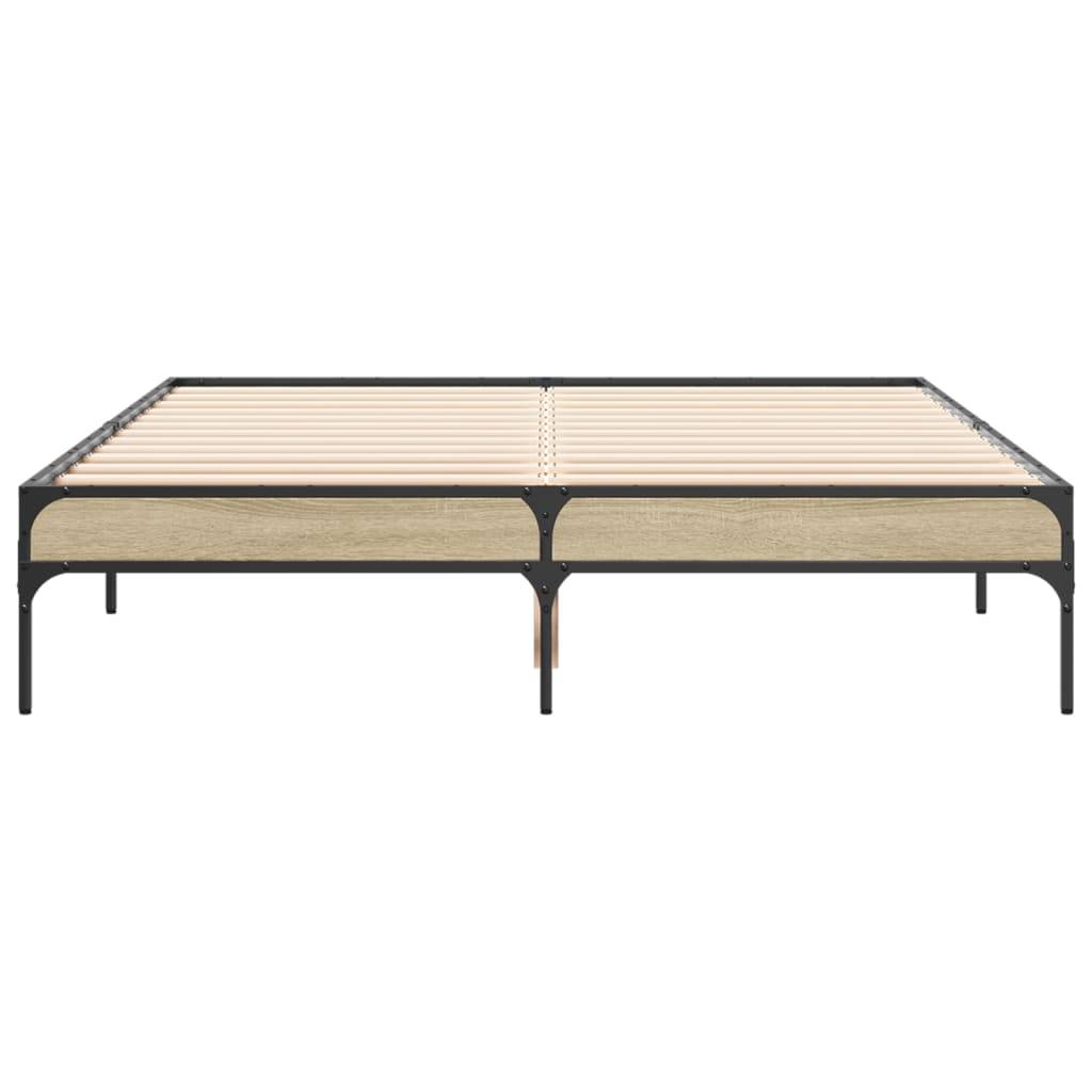 vidaXL Bettgestell Sonoma-Eiche 140x190 cm Holzwerkstoff und Metall