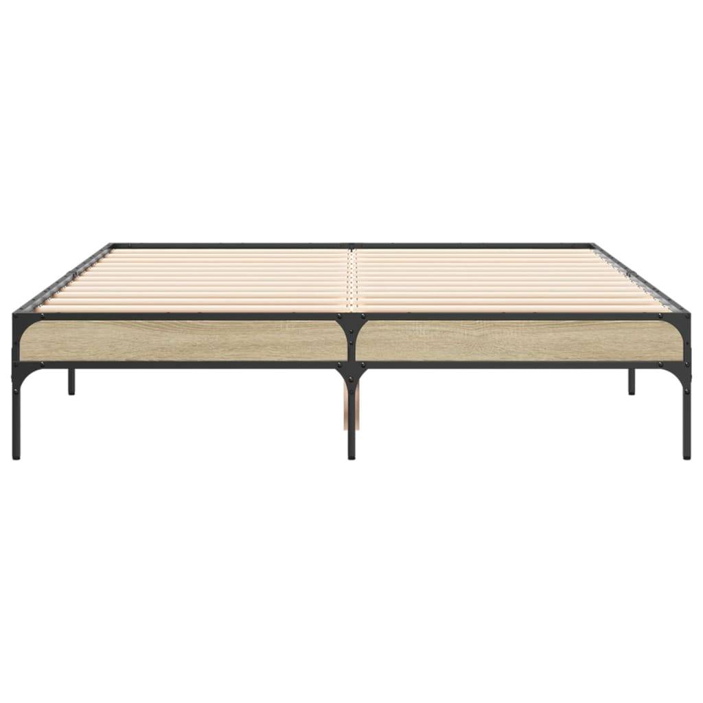 vidaXL Bettgestell Sonoma-Eiche 120x200 cm Holzwerkstoff und Metall