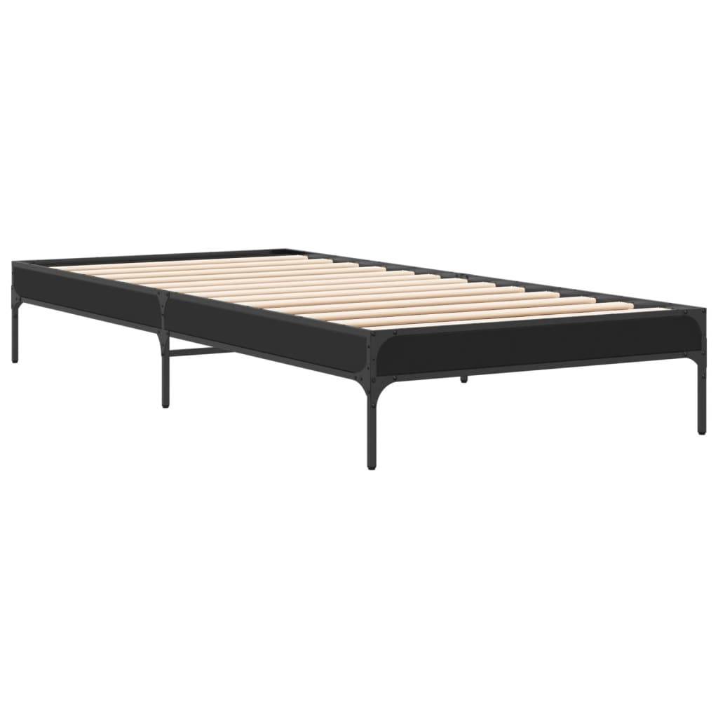 vidaXL Bettgestell Schwarz 75x190 cm Holzwerkstoff und Metall