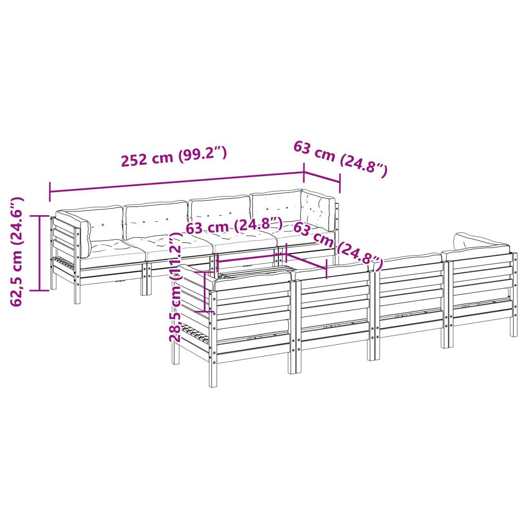 vidaXL 9-tlg. Garten-Sofagarnitur mit Kissen Massivholz Douglasie