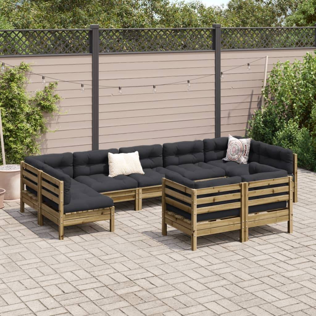 vidaXL 9-tlg. Garten-Sofagarnitur mit Kissen Kiefernholz Imprägniert