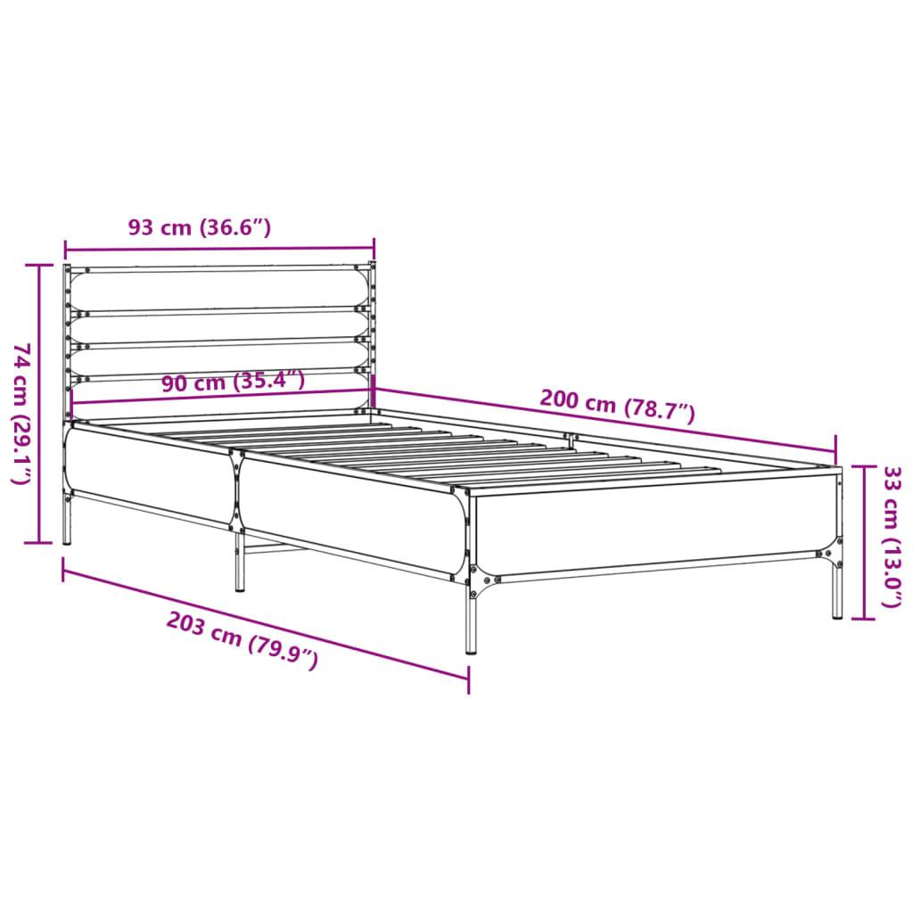 vidaXL Bettgestell Schwarz 90x200 cm Holzwerkstoff und Metall