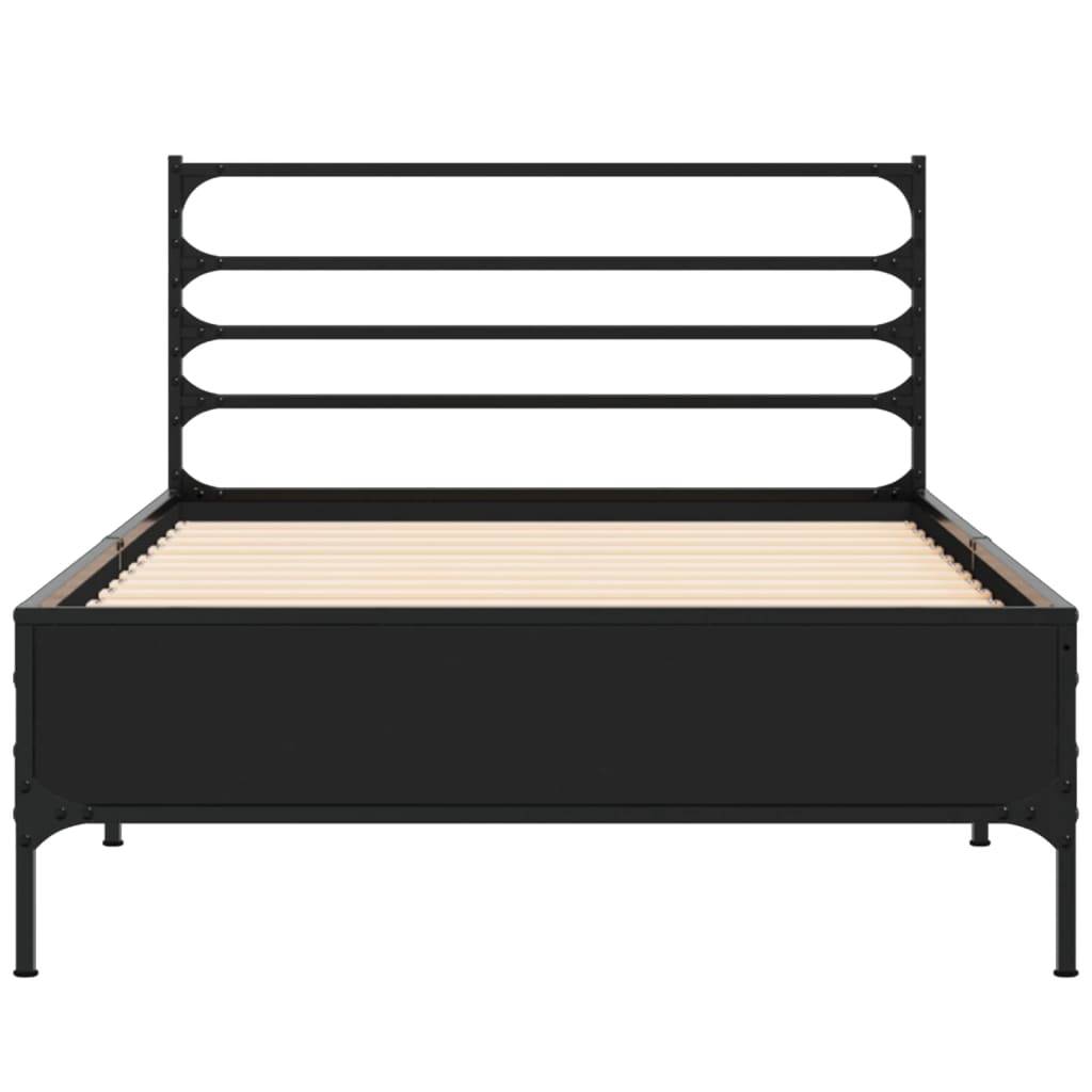 vidaXL Bettgestell Schwarz 90x200 cm Holzwerkstoff und Metall