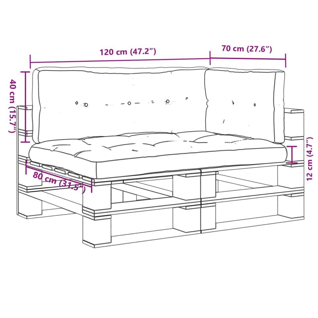 vidaXL Palettenkissen 3-tlg. Creme Stoff