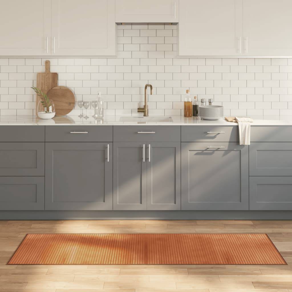 vidaXL Teppich Rechteckig Braun 60x200 cm Bambus