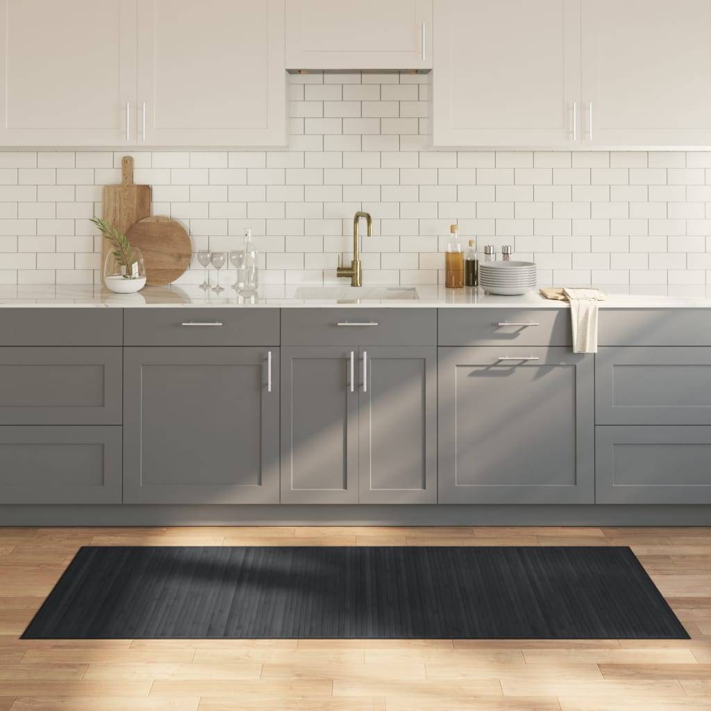 vidaXL Teppich Rechteckig Grau 80x200 cm Bambus