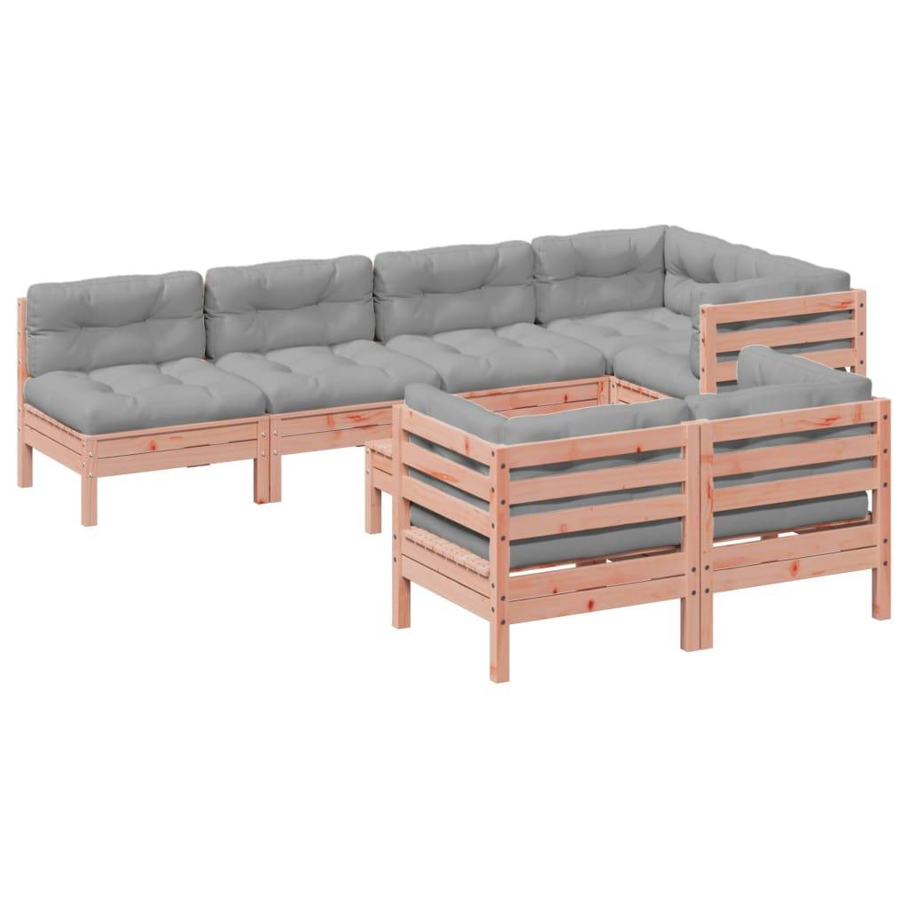 vidaXL 8-tlg. Garten-Sofagarnitur mit Kissen Massivholz Douglasie