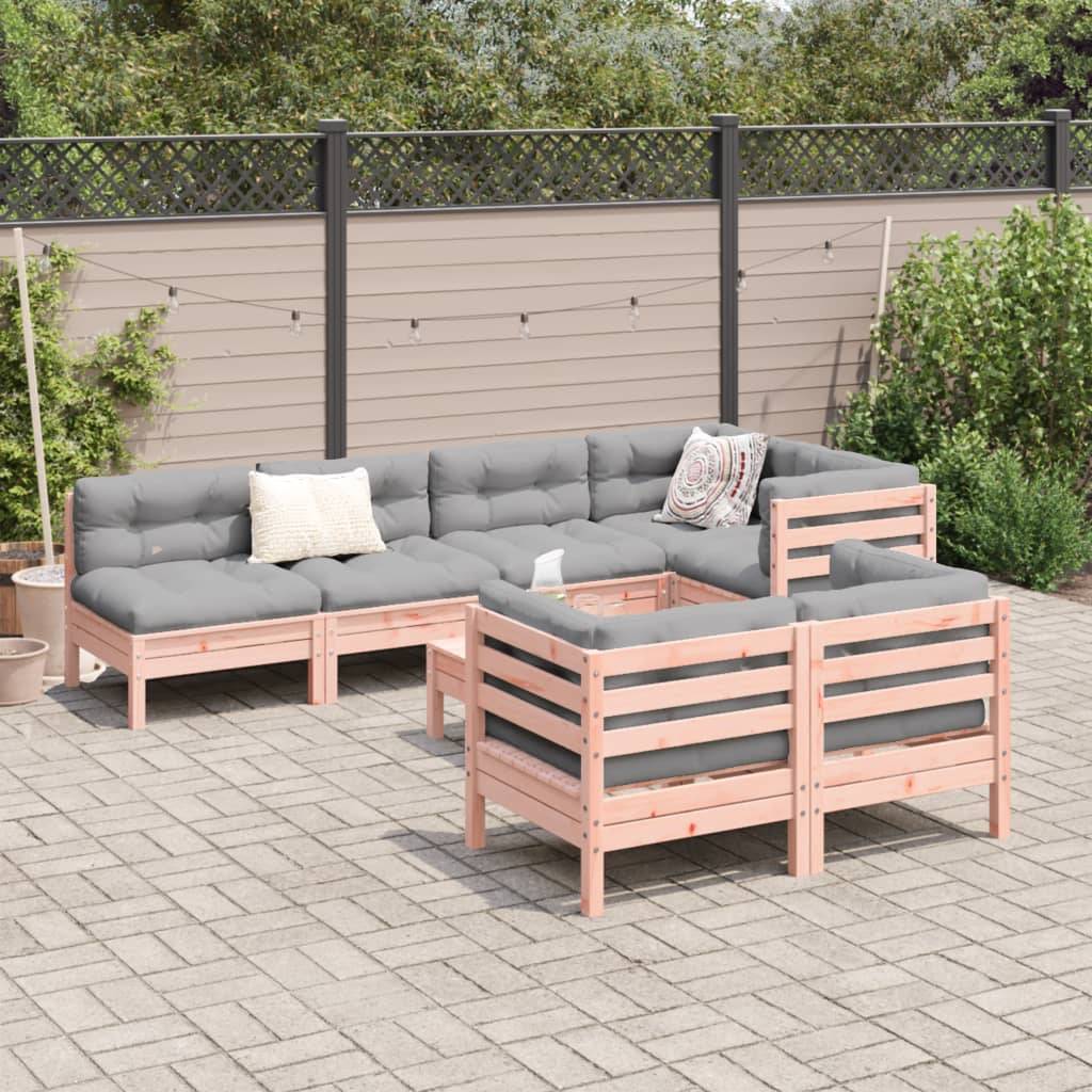 vidaXL 8-tlg. Garten-Sofagarnitur mit Kissen Massivholz Douglasie
