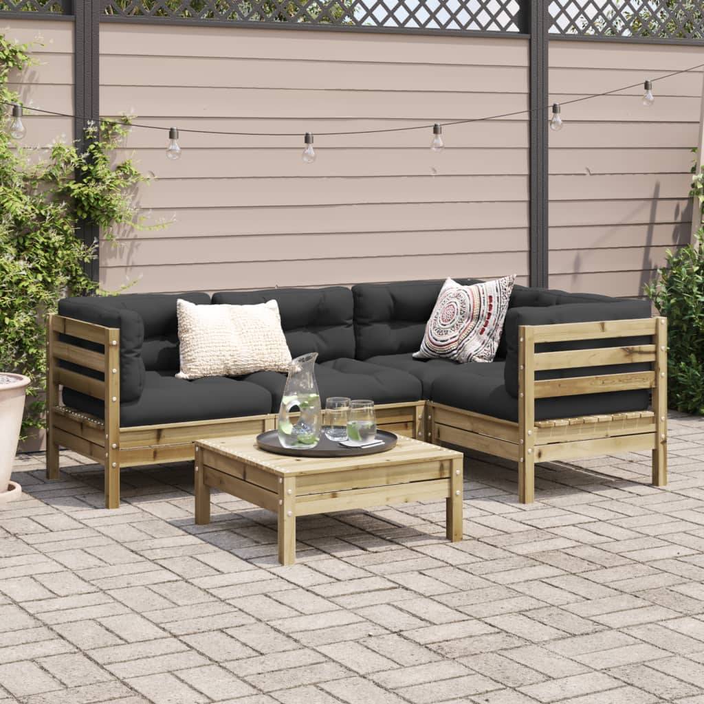 vidaXL 5-tlg. Garten-Sofagarnitur mit Kissen Kiefernholz Imprägniert